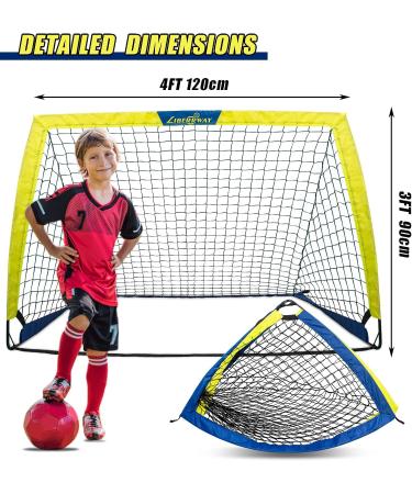 LIBERRWAY Soccer Goal 4'x 3' Portable Kids Soccer Goals for Backyard or Indoor Pop Up Soccer Net with 6 Training Cones  Carrying Bag  8 Ground Stakes  2 Set - Buy Online on SooperMarket.com