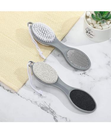 4-in-1 Pedicure Tool Set for Dry and Wet Foot Care - Callus Remover, Foot Scrubber, Pumice Stone, Nail Brush - Gray - Buy Online on SooperMarket.com