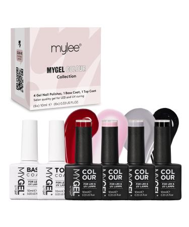 MYGEL by Mylee The Cannes Gel Nail Polish Collection 4x10ml Colours + Top & Base Coat - UV/LED Soak-Off Nail Art Manicure Pedicure for Professional Salon & Home Use Long Lasting & Easy to Apply