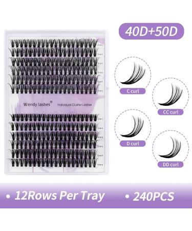 240Pcs 0.07mm D Curl 40D/50D Mixed Cluster Lash Extensions | DIY Individual Eyelashes Clusters | 12-16mm Wide Stem Lash Clusters - Buy Online on SooperMarket.com
