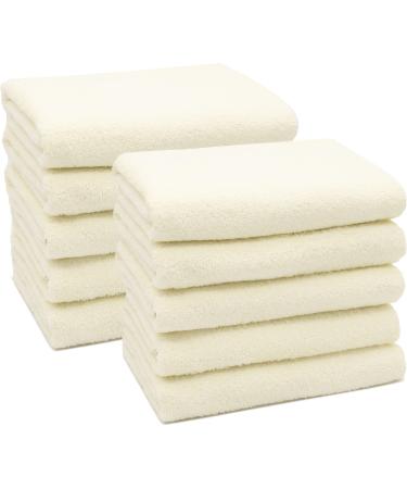 Zollner 10 Set towels in 50x100 cm - suction -strong and soft shower towels in beige - with a practical hanger - washable up to 60 C - cotton - hotel quality 10x towels beige