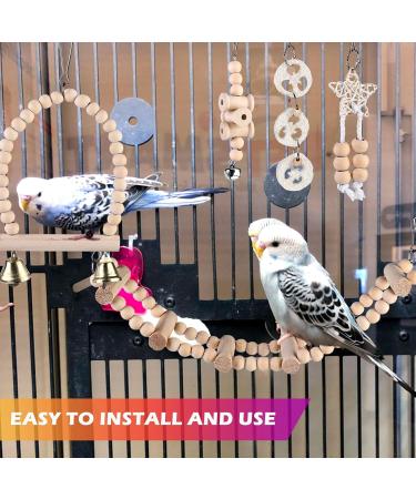 9-Piece Bird Toys Set | Parrot & Budgie Accessories | Cage Rocking Toys & Wooden Platforms for Finches & Lovebirds - Buy Online on SooperMarket.com