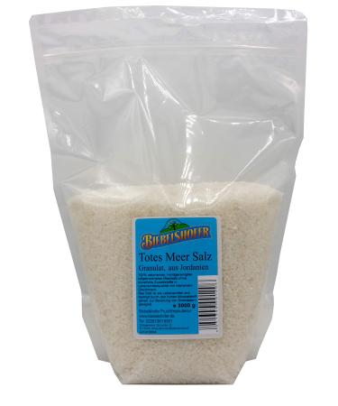 Dead Sea salt granules 3 kg in DoyPack natural as table salt or bath salt/brine bath from Jordan