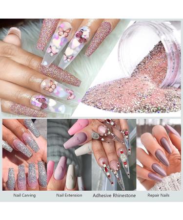 Saviland 10 Colors Acrylic Powder Set - Professional Polymer Colored Acrylic Nail Powder for Nail Extension - Glitter White Pink - No Nail Lamp Needed - Buy Online on SooperMarket.com