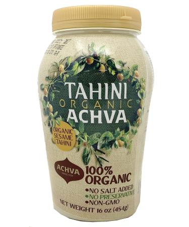 Achva Sesame Tahini 16 Ounce Non-GMO, No Preservatives, Kosher Parve, Vegan Sesame Tahini (Organic)