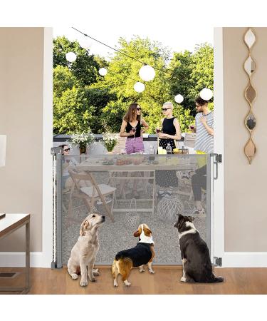 HEELALBABY Retractable Baby Gate - 35 Tall, Extends to 65 Wide, Grey Mesh Safety Dog Gate for Stairs & Doorways - Buy Online on SooperMarket.com