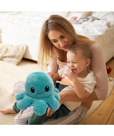 XEANCO Octopus Plushie - Double-Sided Flip Reversible Soft Stuffed Toy for Kids and Friends in Sea Green Blue | Perfect for Playing & Expressing Mood - Buy Online on SooperMarket.com