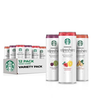 Starbucks RTD Energy Drink, Refreshers, 3 Flavor Variety Pack , 12oz Sleek Cans (12 Pack) 3FL Variety Pack