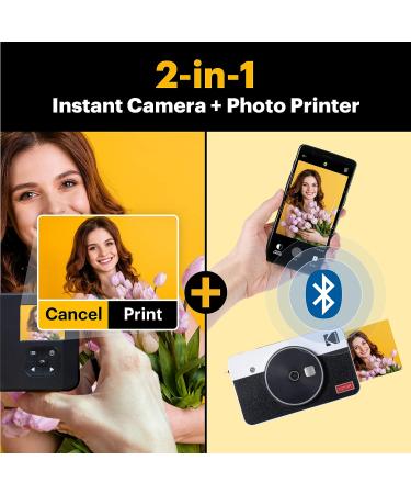 KODAK Mini Shot 2 Retro 4PASS 2-in-1 Instant Camera and Photo Printer, 8 Sheets Yellow - 2.1x3.4 inches - Buy Online on SooperMarket.com