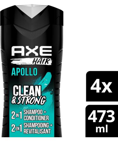 AXE 2-in-1 Shampoo and Conditioner for Clean & Strong Hair Apollo all-in-one for men 473 ml (Pack of 4) - Buy Online on SooperMarket.com