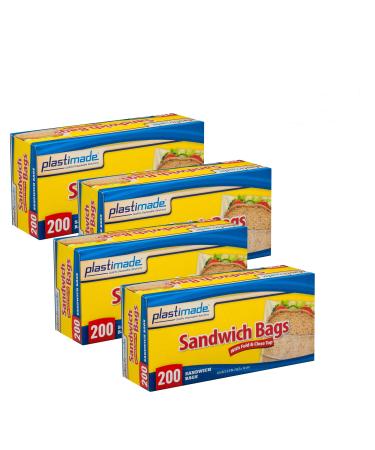 Plastimade Sandwich Bags With Fold & Close Top (6.5 in X 5.5) in 200 Count Pack of 4 800 Sandwich Bags