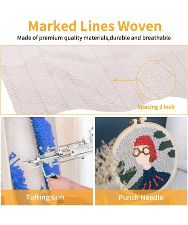 59x39.4inch Tufting Cloth Monk Fabric with Marked Lines - Punch Needle Tufting Gun White | Shop Now - Buy Online on SooperMarket.com