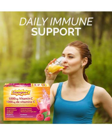 Emergen-C Raspberry (30 Count) 1000mg Vitamin C / Electrolytes / B Vitamins Mineral Supplement - Buy Online on SooperMarket.com