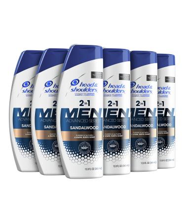 Head and Shoulders Shampoo For Men, Men Advanced Series Sandalwood 2-in-1 Shampoo and Conditioner, 12.8 fl oz, Pack of 6 6 Pack