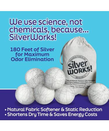 Wool Dryer Balls - Reusable Natural Fabric Softener & Static Reducer | Odor Eliminating with Silver Technology | 6 Pack for Reduced Drying Time & Energy Savings - Buy Online on SooperMarket.com