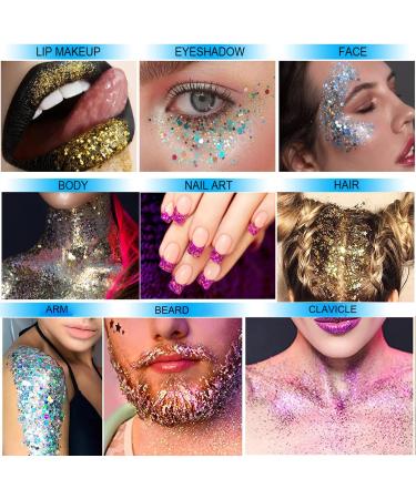 Turelifes Chunky Glitter Gel - Festival Body & Face Makeup - 50ml - Long Lasting Sparkling - Easy to Apply & Remove - #07 Red - Buy Online on SooperMarket.com