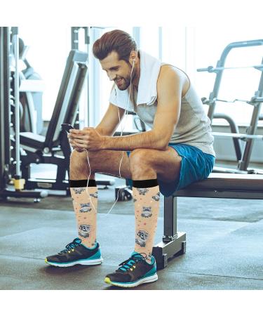 Haskirky High Elasticity Compression Socks - 2 Pair, Cartoon Raccoons Design for Leisure and Travel, Relieve Fatigue, Daily Wear and Running | Adult Universal Size - Buy Online on SooperMarket.com