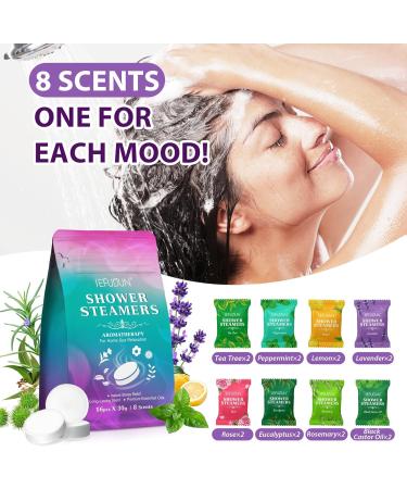 ATOANY Shower Steamers Aromatherapy for Women and Men 16 Pack 8 Scents Shower Bombs with Natural Essential Oils for Home Spa Self Care Stress Relief and Relaxation Nasal Relief Birthday Gifts - Buy Online on SooperMarket.com