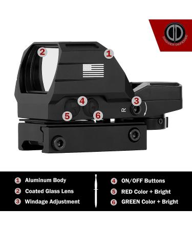Veteran Owned DD119X Battle Flag Red Dot Reflex Sight Scope - Black - Buy Online on SooperMarket.com