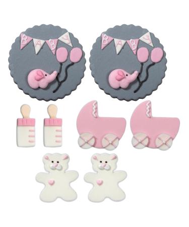 Baking Decorations Baby Mix Set in Pink 8 Pieces Various Baby Motifs as Fondant Decoration for Baking Cupcakes & Muffins Ideal for Baby Showers & Gender Reveal Parties