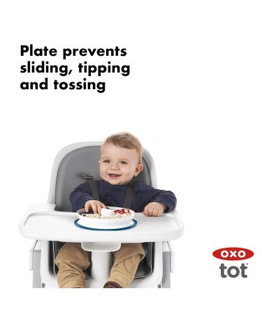 OXO Tot Stick & Stay Suction Divided Plate | Navy Blue | Best Child-Friendly Dinnerware for Easy Mealtime - Buy Online on SooperMarket.com