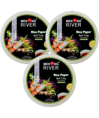 Lyan Mekong River Banh Trang Vietnamese Rice Paper Round 22cm - 300g - Pack of 3 | Gluten-Free | Vegan | Halal | 100% Natural Rice Paper 300g (Pack of 3) - Buy Online on SooperMarket.com