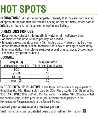 HomeoPet Hot Spots 15ml: Soothing Relief for Pets' Skin Irritations - Buy Online on SooperMarket.com