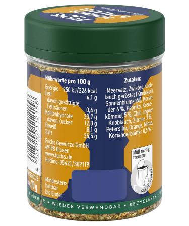 Fuchs Gourmet Orient Hummus & Falafel Spice Mix | Vegan North African Dip Seasoning | 70g Refillable Spice Preparation - Buy Online on SooperMarket.com