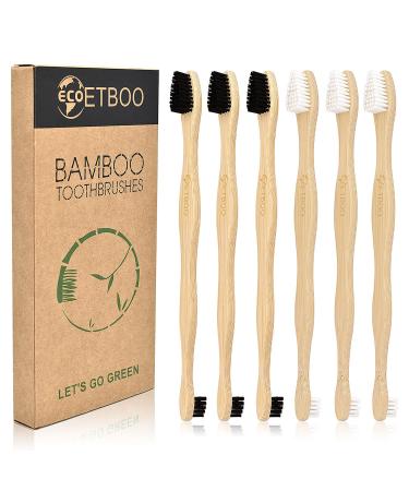 Dog Toothbrush Bamboo Toothbrushes for Dogs Cats 6 Pack Pet Tooth Brushing Kit Eco-Friendly Organic Dental Care Dual Headed Long Handle Cleanning Tool