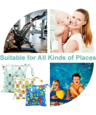 Wet Bag 3 PCS Nappy Bag for Cloth Diapers - Waterproof Reusable Produce Bags with Handle and Zipper Pockets - Ideal for Travel, Beach, Gym - White - Buy Online on SooperMarket.com