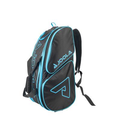 JOOLA Tour Elite Pickleball Bag  Backpack & Duffle Bag for Paddles & Pickleball Accessories  Thermal Insulated Pockets Hold 4+ Paddles - With Fence One Size Black/Light Blue