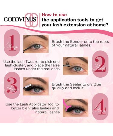 Thick Eyelash Extension Kit Lashes Individual Cluster 80D+100D Individual Eyelashes DIY Lash Extensions Kit with D Curl Russian Eyelash Extensions Bond and Seal Lash Glue Lash Tweezers by Goddvenus E-320PCS Fluffy 40D+50D - Buy Online on SooperMarket.com