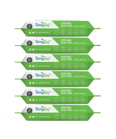 Simpleaf Flushable Wet Wipes For Adults - Eco-Friendly, Paraben & Alcohol-Free, Septic Safe, Hypoallergenic with Aloe Vera & Vitamin E - 6 Pack, 25 Count - Buy Online on SooperMarket.com