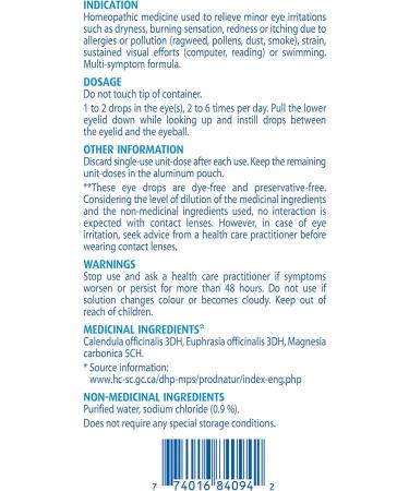 Boiron Optique 1 Eye drops used to relieve minor eye irritations such as dry itchy or red burning eyes due to allergies or computer eye strain. 30 unit-doses - Buy Online on SooperMarket.com