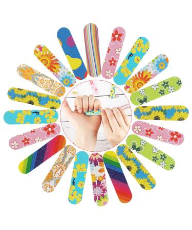 JSRQT 100 Mini Nail Files Double Sided Mini Nail Files Bulk for Natural Acrylic Fake Nails 10 Colors Emery Boards for Nails Nail Filer Professional Nail File Buffer Set Nails Accessories 180/240 Grit