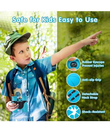 Kids Binoculars 8x21 High-Resolution for Boys & Girls | Compact Binoculars for Bird Watching, Camping, Hiking | Ideal Gifts for 3-12 Year Olds | Blue - Buy Online on SooperMarket.com