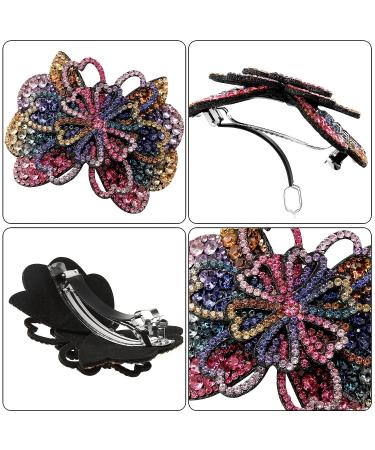 4PCS Rhinestone Flower Hair Barrette Clips - Spark Hair Accessories for Women - Butterfly and Flower Design - Ideal for Thick or Thin Hair - Buy Online on SooperMarket.com
