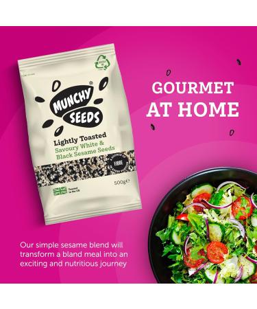 Mixed Black & White Savory Toasted Sesame Seeds by Munchy Seeds - Perfect Vegan Snack Protein-Rich Ideal for Salads & Sushi Nutrient-Dense 500g Mixed Sesame Seeds - Buy Online on SooperMarket.com