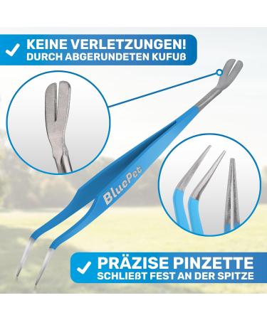 Bluepet 2-in-1 Tick Tweezers for Dogs Cats Horses & Humans - Stainless Steel Tick Remover with Case | Best Alternative to Tick Pliers & Agents - Buy Online on SooperMarket.com
