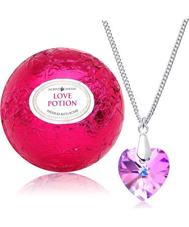 Love Potion Bath Bomb with Crystal Necklace | Extra Large 10 oz | Made in USA - Buy Online on SooperMarket.com