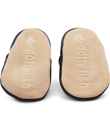 Dotty Fish Soft Leather Baby Shoes for Boys | Non-Slip Suede Soles | Smart Navy | 0-6 Months - 4-5 Years - Buy Online on SooperMarket.com