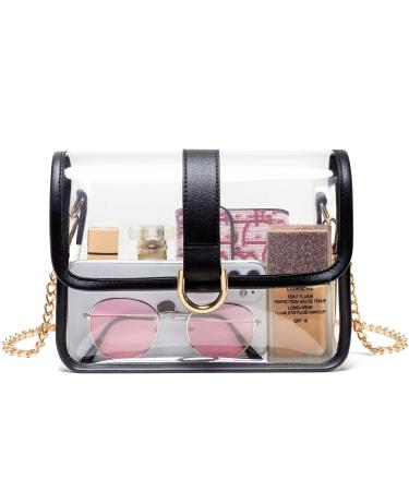 Vorspack Clear Purse - Clear Bag Stadium Approved Clear Crossbody Bag Gift for Women for Concert Sport Black