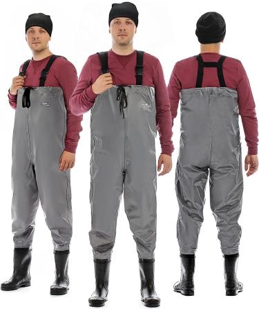 Foxelli Chest Waders - Waterproof Fishing Waders for Men & Women with Boots | Lightweight 2-ply Nylon/PVC Construction | Size 10 - Buy Online on SooperMarket.com