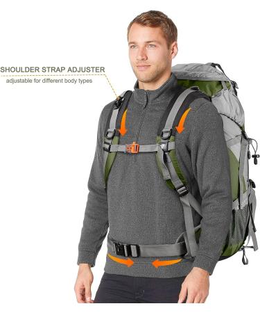 Loowoko 50L Waterproof Hiking Backpack with Rain Cover - Lightweight 45+5 Liter Camping Essentials Bag in Green - Buy Online on SooperMarket.com