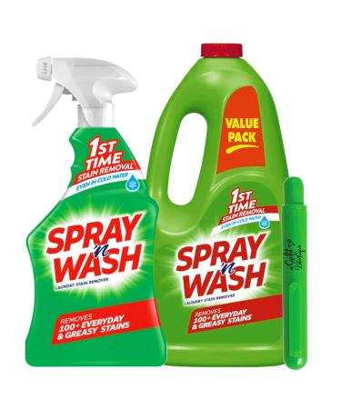 Spray and Wash Laundry Stain Remover 22 Ounce Spray with 60 Ounce Refill Bottle Clothes Spot Cleaner Stain Pretreatment Detergent