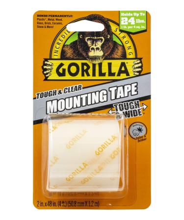 Gorilla Tough & Wide  Heavy Duty Double Sided Mounting Tape  2 x 48  Clear  (Pack of 1) 1 - Pack