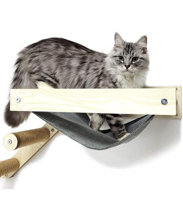 HeyKitten Stud Mounted Cat Hammock & Climbing Stairs Combo - Lounging, Napping, Playing & Jumping Solution - Buy Online on SooperMarket.com