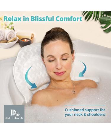 Spa Comfort Bath Pillow for Ultimate Relaxation | Back and Neck Support | Portable and Washable | 3D Air Mesh Technology | White - Buy Online on SooperMarket.com