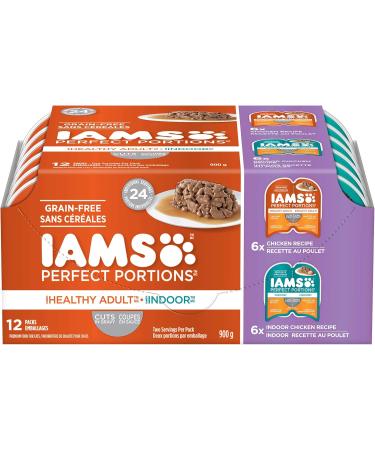 IAMS Perfect PORTIONS Healthy Adult Wet Cat Food Cuts in Gravy - Chicken and Tuna & Perfect Portions Healthy Adult Wet Cat Food Cuts in Gravy - Chicken and Indoor Chicken 2CT Cat Food + Wet Cat Food 75 g (Pack of 12) - Buy Online on SooperMarket.com