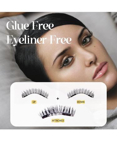 Dual Magnetic Reusable False Eyelashes Set - No Glue Needed | Soft 3D Fake Lashes Extension | Natural Look with Tweezers - 2 Pairs - Buy Online on SooperMarket.com